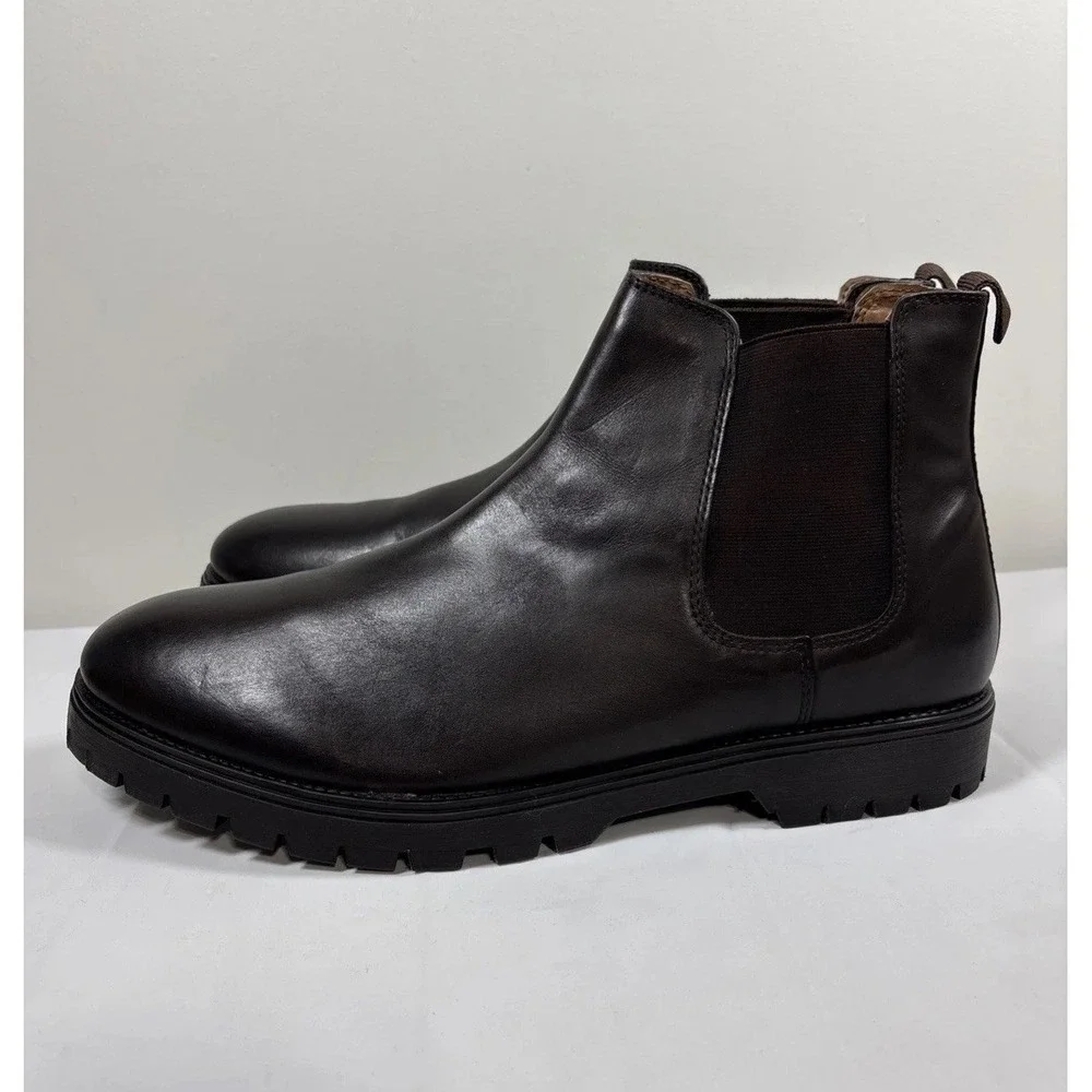 Vince Camuto Men 13 Zavara Lug Chelsea Boots Brown Leather Luxury Classic Office